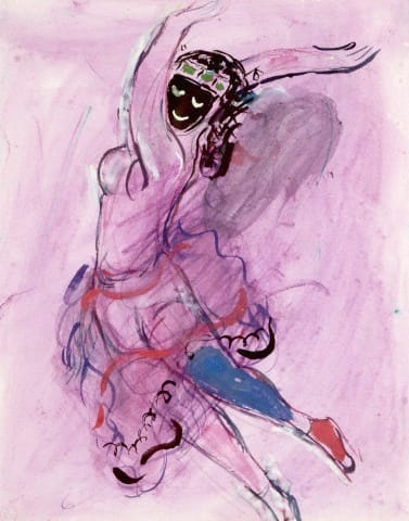 Costume Sketch of Purple Dancer for The Firebird Ballet by Marc Chagall (1887 - 1985)