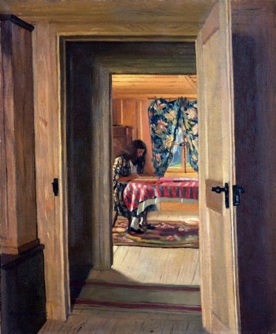 Interior with a Young Girl Writing by Felix Vallotton