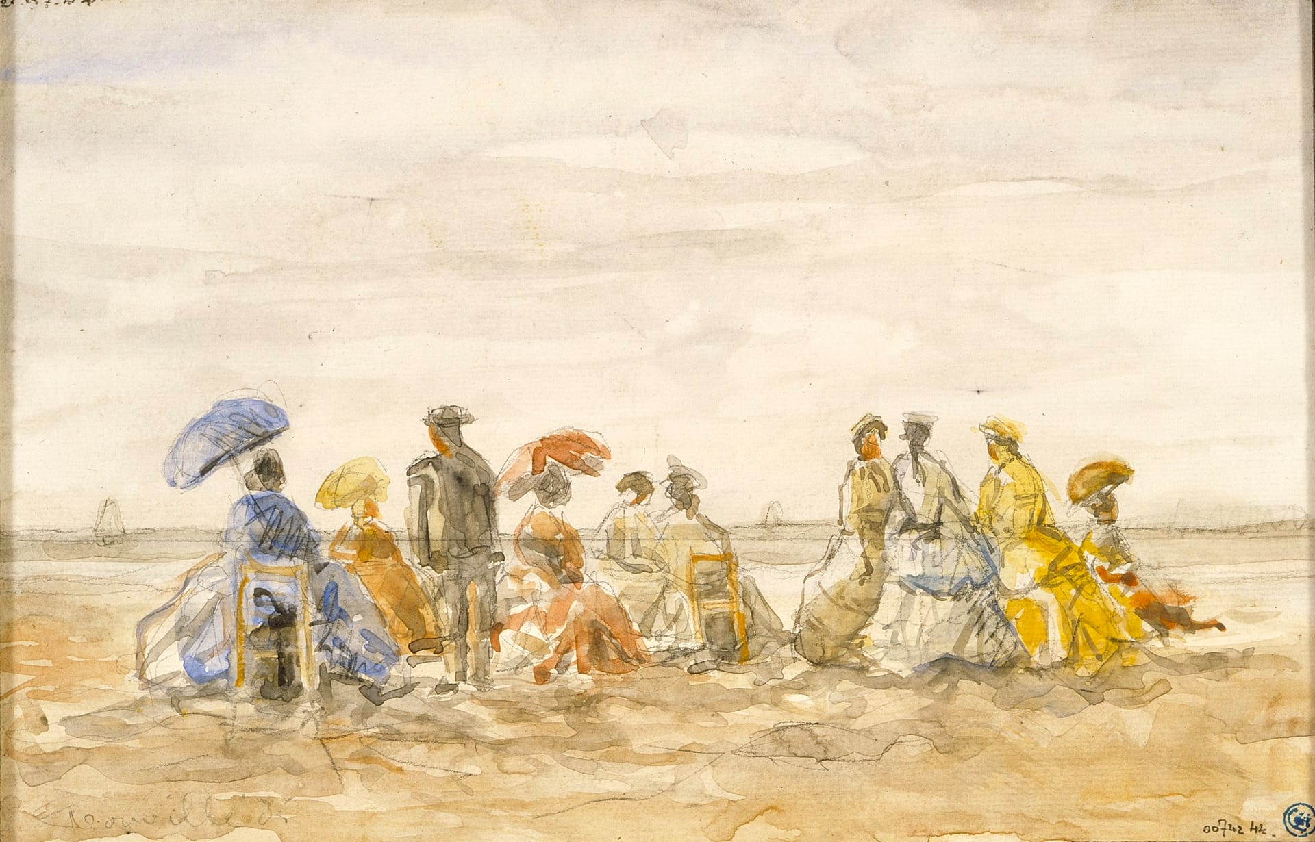 Figures on the Beach at Trouville by Eugene Louis Boudin via Wiki Commons 