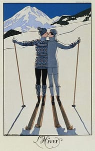 Lovers in the Snow by Georges Barbier ca. 1925